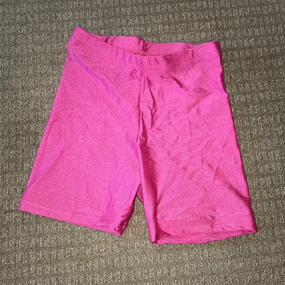 Neon pink spandex shorts
